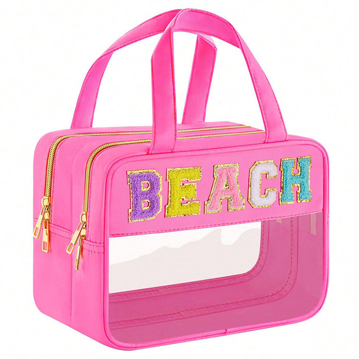 Transparent cosmetic organizer bag with double zipper Bowlift