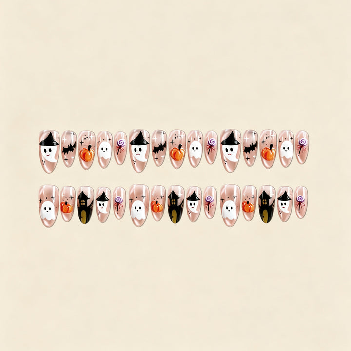 Halloween-Themed Press-On Nail Art Set Bowlift 1788495618