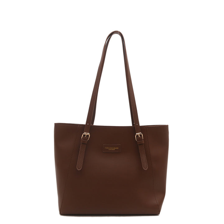 Elegant Faux Leather Tote Bag with Scarf Detail