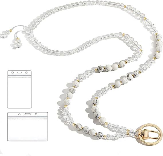 Beaded Lanyard with Retractable ID Holder Bowlift
