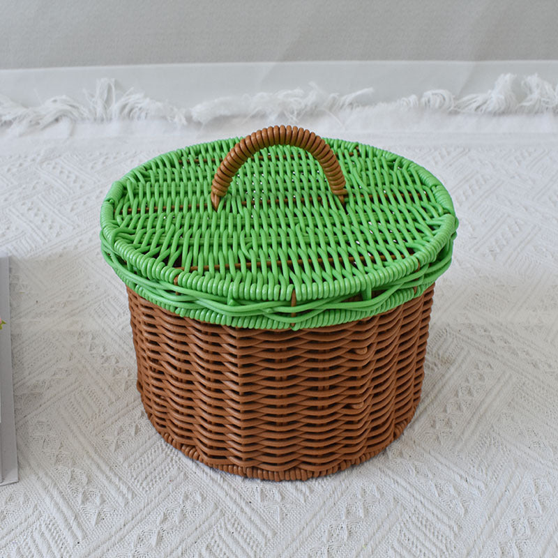Triple-Compartment Woven Storage Basket Bowlift