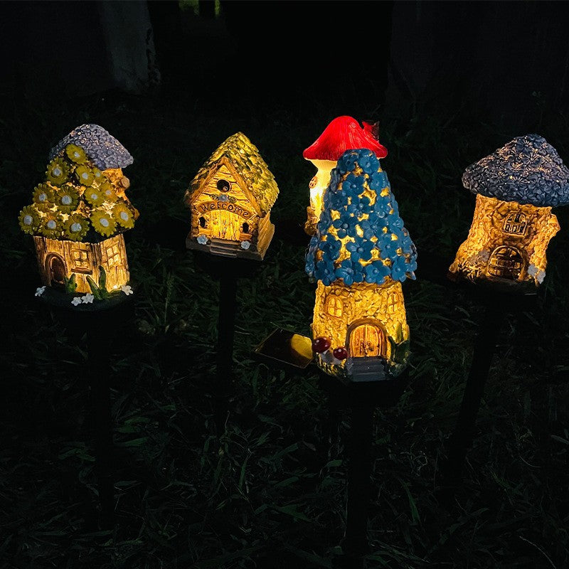 Solar Mushroom House Garden Stake Light With Rechargeable Battery Bowlift