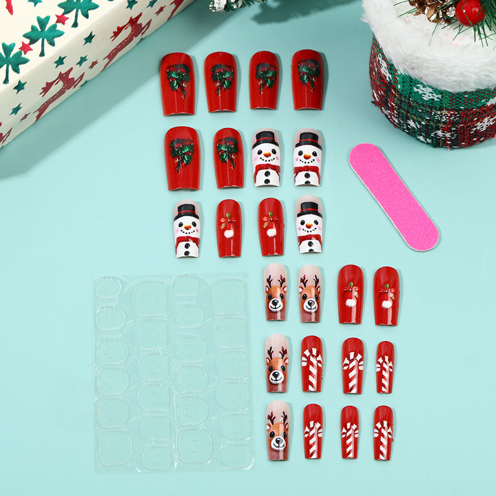 Festive artificial nails in Christmas design Bowlift