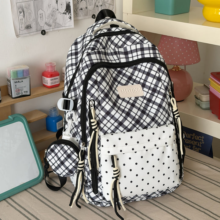 Stylish Checkerboard Patterned Backpack Bowlift