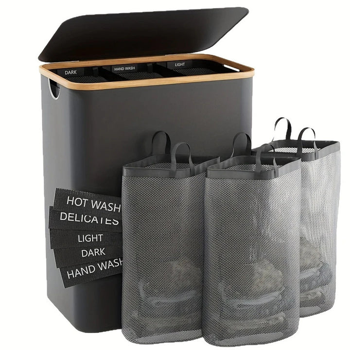 Laundry separation system with practical lid and compartments Bowlift