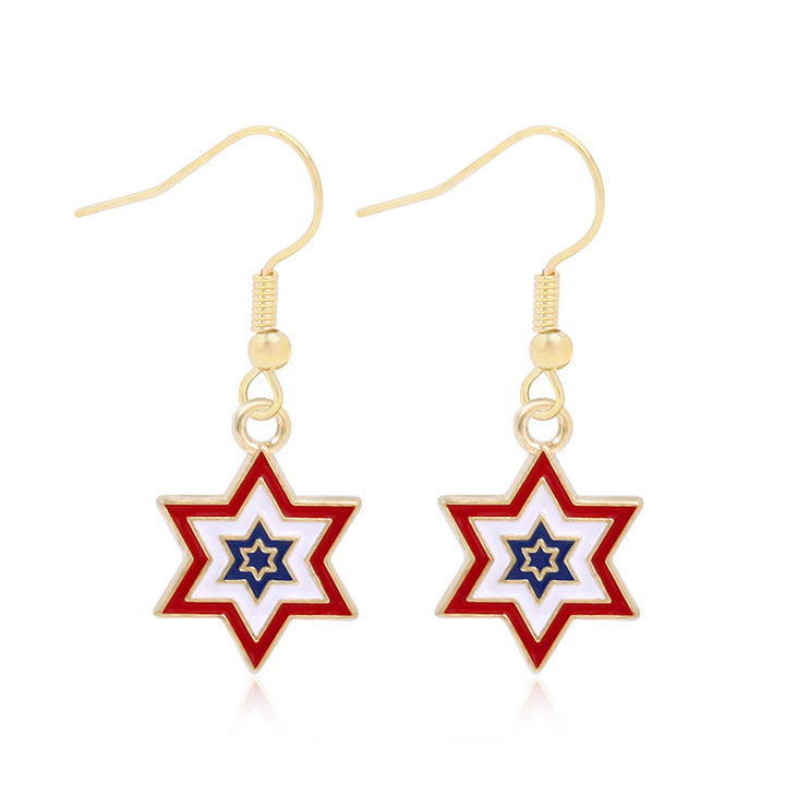 Women's lightweight star earrings with enamel flag design and fishhook Bowlift