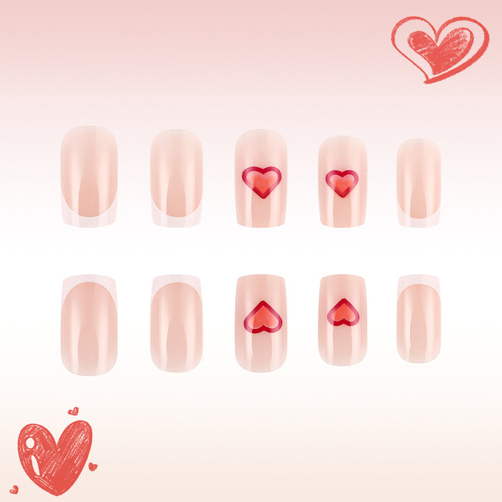 Heart-Decorated Press-On Nail Art Bowlift 1787543036