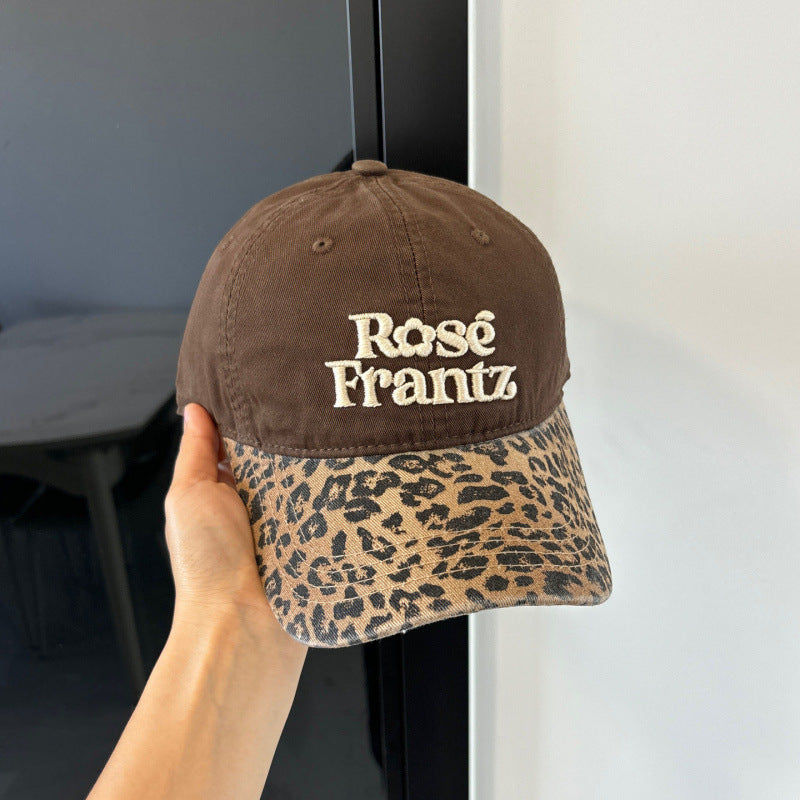 Women's Distressed Leopard Print Baseball Cap Bowlift