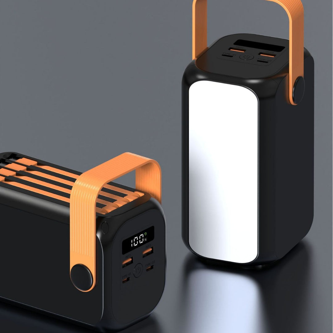 Portable power bank with multifunctional charging port and integrated carrying handle Bowlift