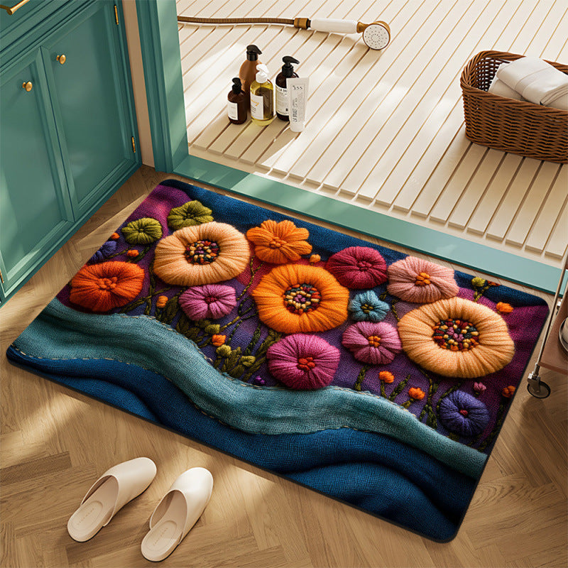 Floral Motif Bath Mat Bowlift