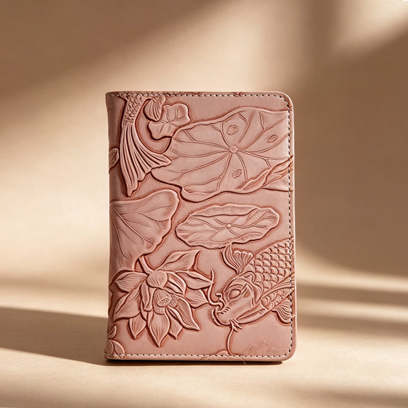 Women Faux Leather Wallet with Floral Embossing Bowlift