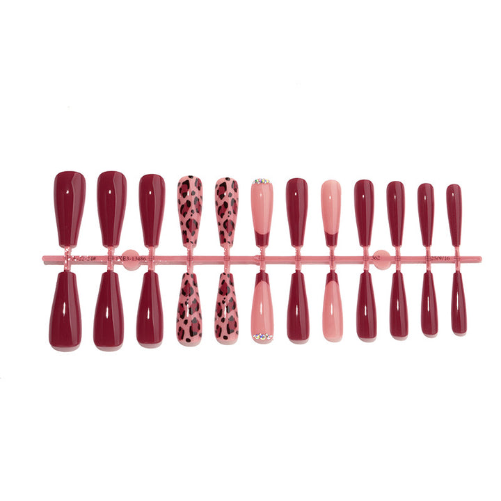 Decorative Press-On Nail Set with Stylish Leopard Accents Bowlift