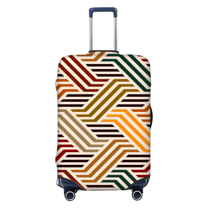 Unisex nan elastic luggage cover with geometric design, stretchable polyester-spandex fabric, zipper opening and non-slip inner securement for trolley Bowlift