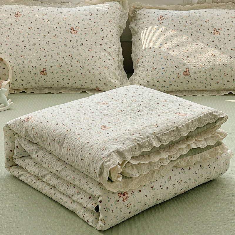 Floral Embroidered Quilted Bedspread