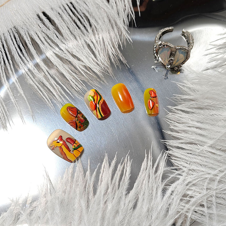 Artificial Nails in Fruity Autumn Design Bowlift