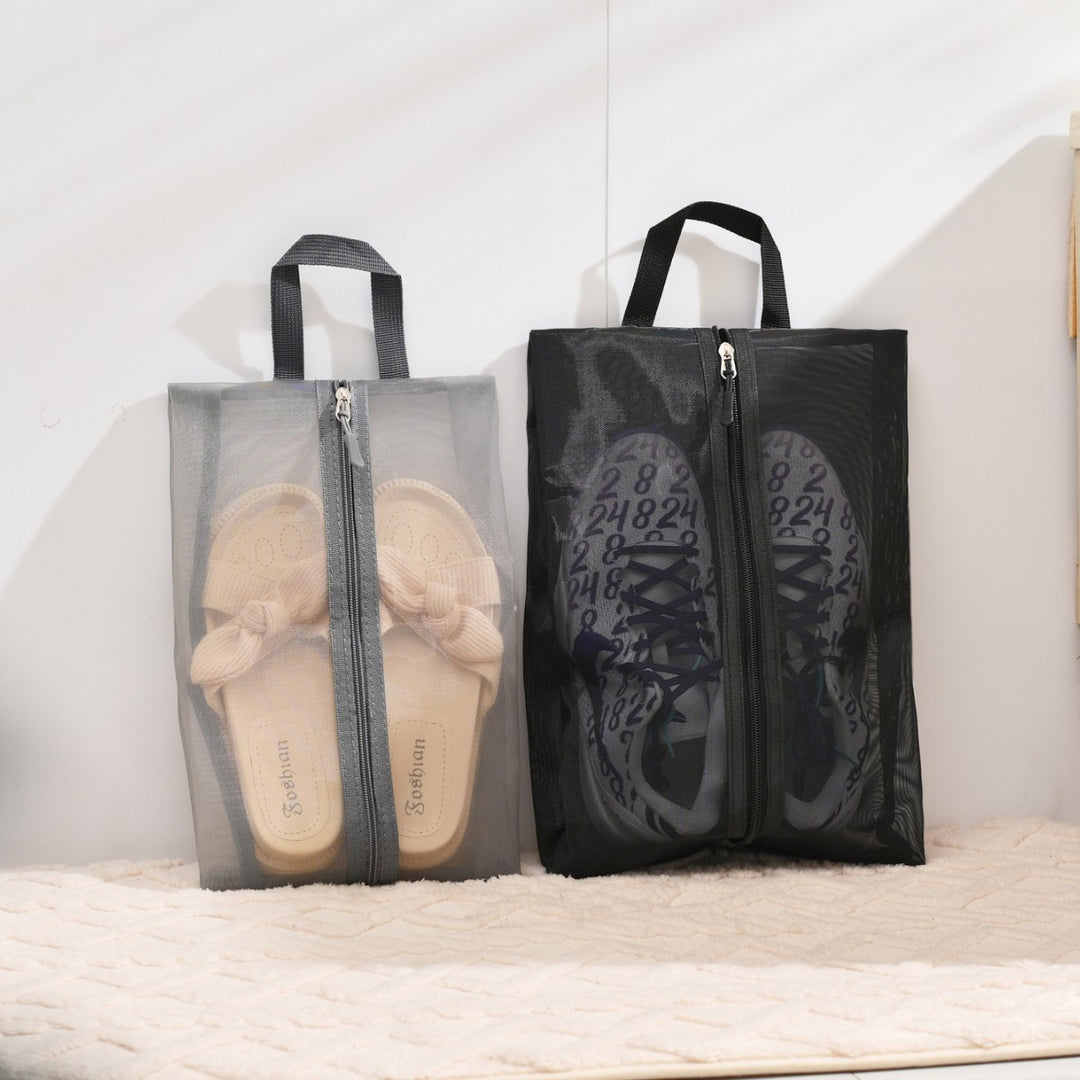 Transparent Mesh Zipper Shoe Bag with Handle Bowlift