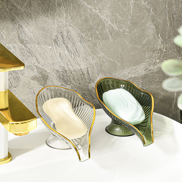 Elevated drainage acrylic soap dish with ribbed pedestal and sloped water channel Bowlift