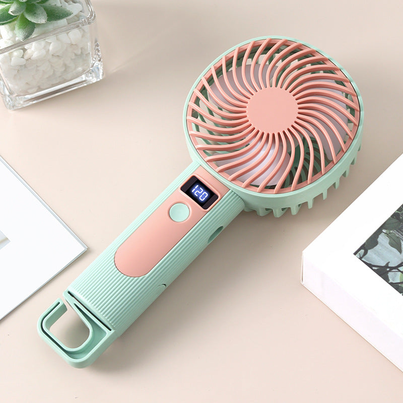 Unisex Handheld Fan with LED Display and Ergonomic Handle Bowlift