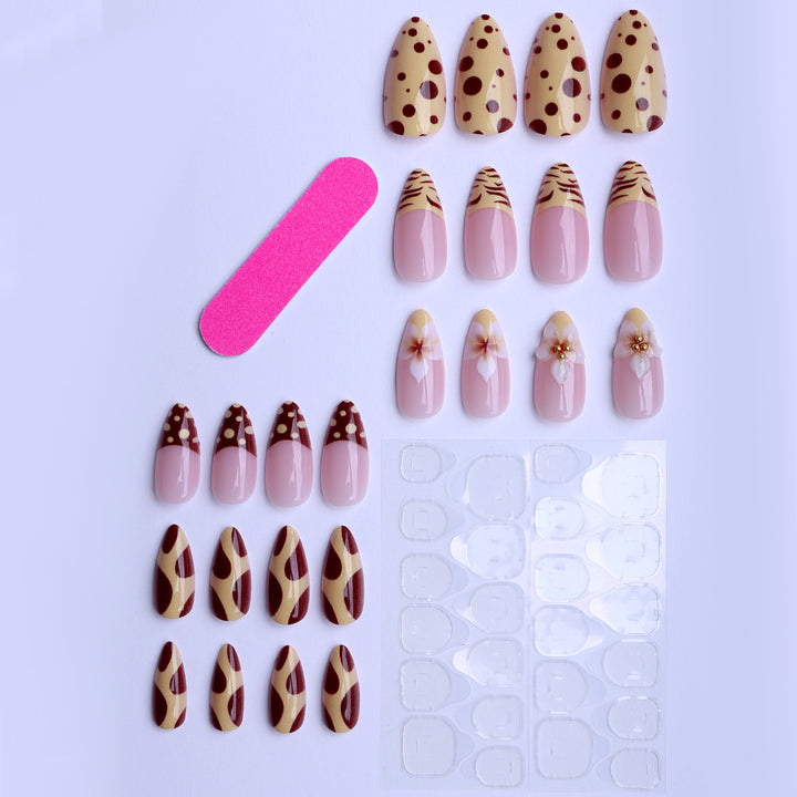 Artificial nails with creative floral design and unique watercolor patterns Bowlift