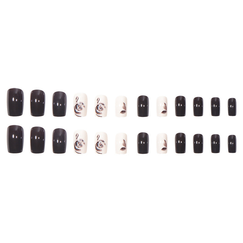 Elegant Floral Design Acrylic Press-On Nails Bowlift