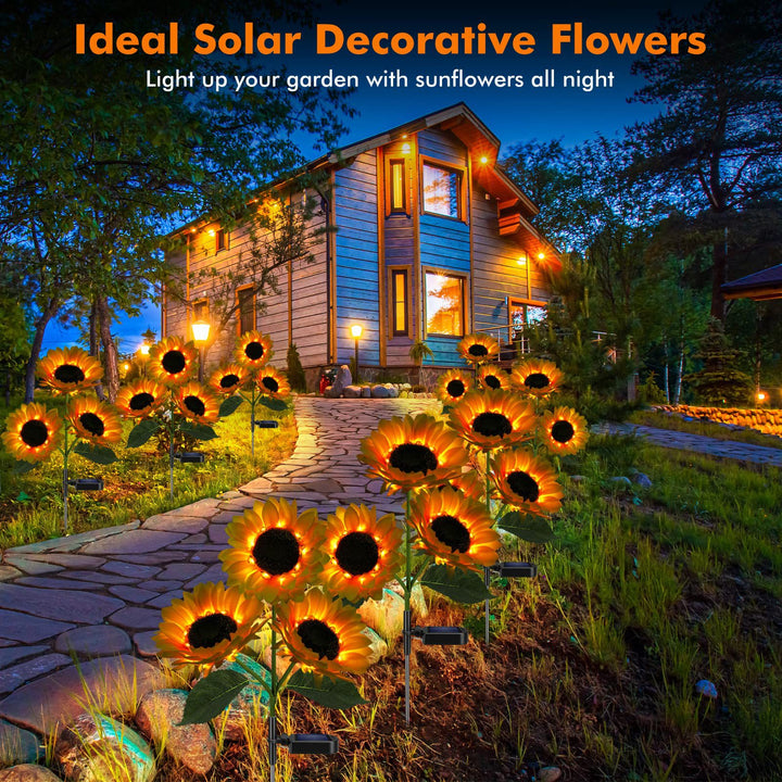 Solar-Powered Outdoor Garden Stake Lights With Realistic Sunflower Blooms And Waterproof Solar Controller Bowlift