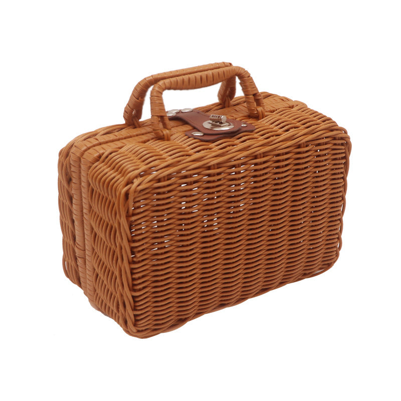 Handmade basket with leather handle Bowlift