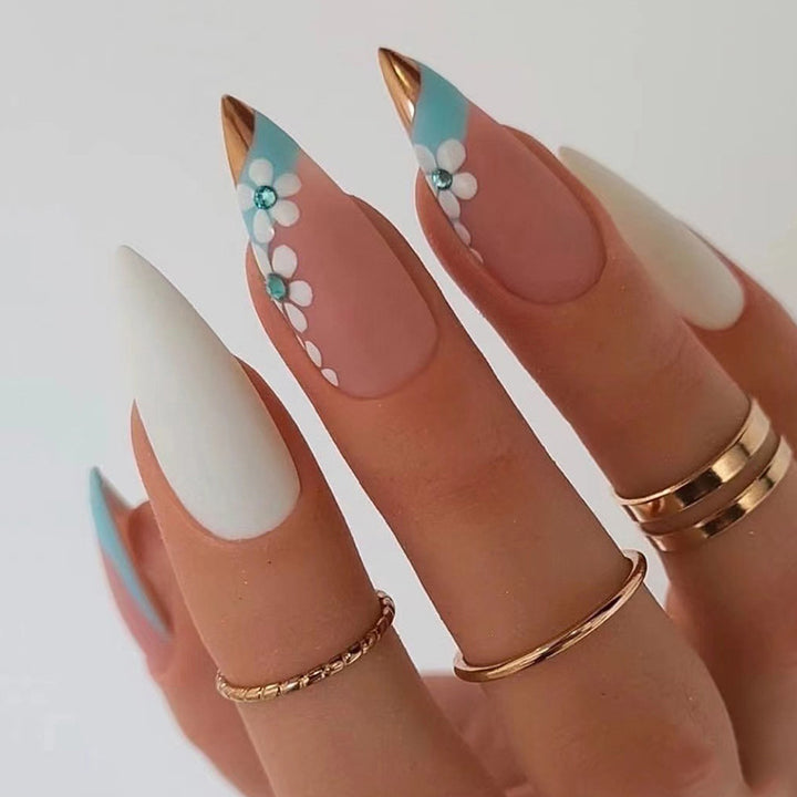 Artful Nail Extensions with Elegant Floral Designs Bowlift