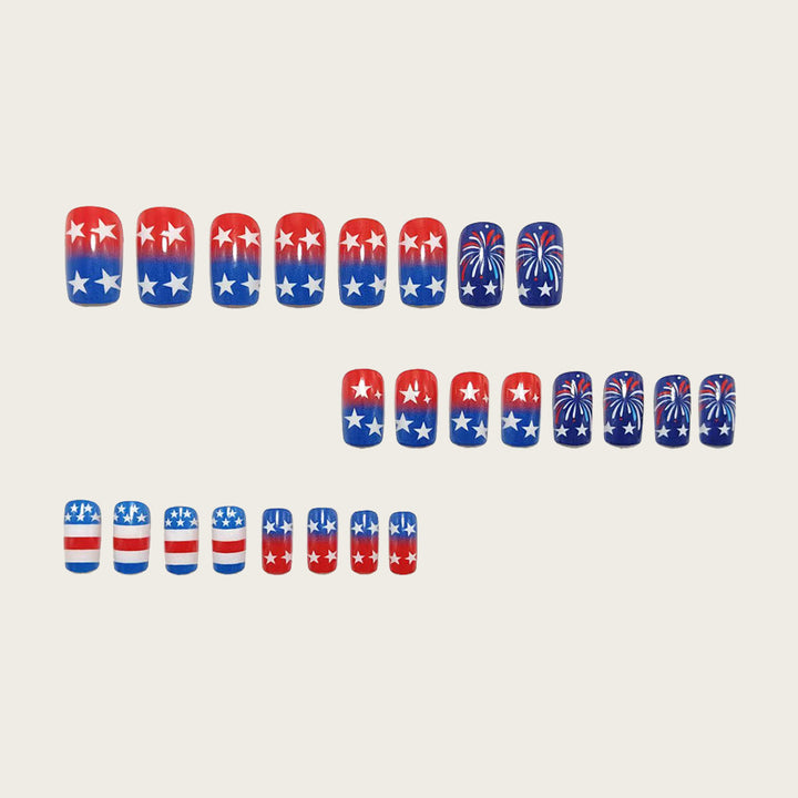 Women's nan patriotic press-on manicure kit with star and fireworks nail wraps Bowlift
