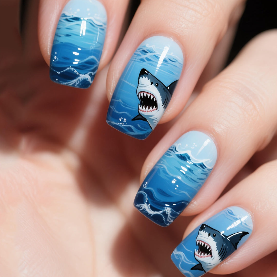 Creative nail art with spectacular shark motif Bowlift