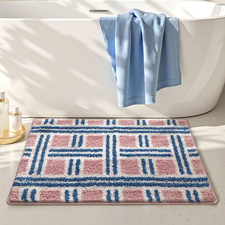 Plush Striped Bath Mat Bowlift