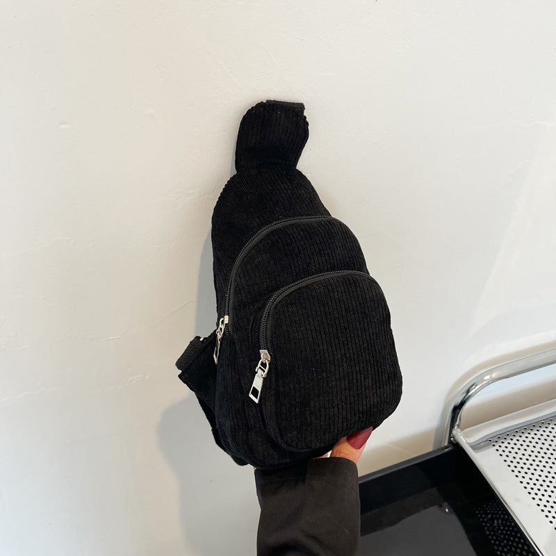 WoMulti-Compartment Corduroy Sling Bag Bowlift