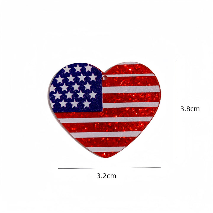 Unisex nan heart-shaped USA flag pendant acrylic with hole Bowlift