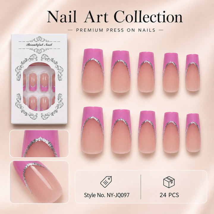 Premium Artificial Nail Set with Elegant Decoration Bowlift