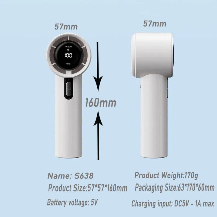 Women's Portable Handheld Fan with Smart LED Display Bowlift