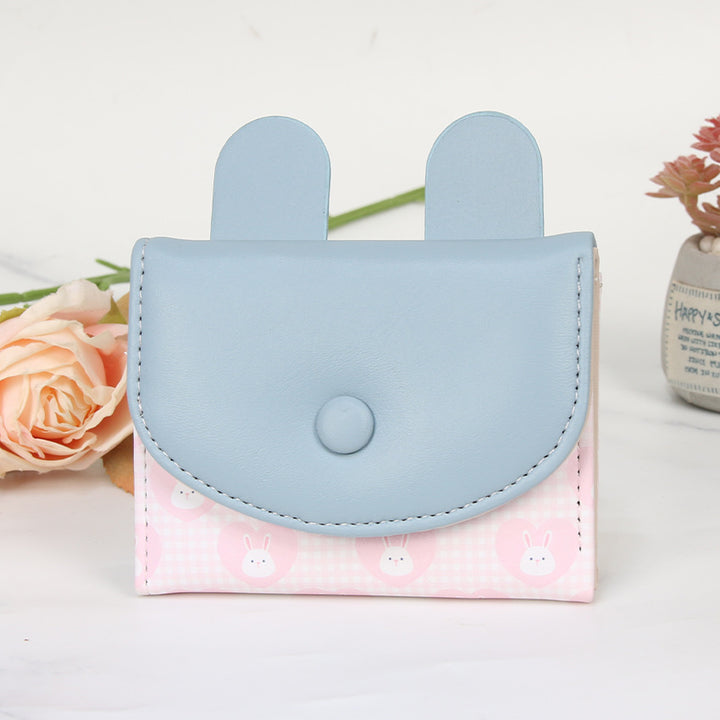 Compact rabbit-themed coin purse with snap closure and card slots Bowlift