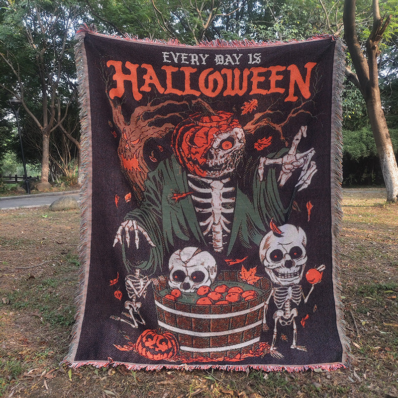 Halloween-Themed Tapestry Throw Blanket