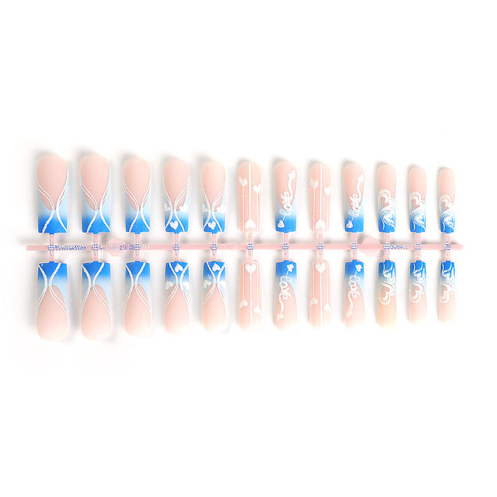 Creative nail art set with elegant heart and gradient patterns Bowlift