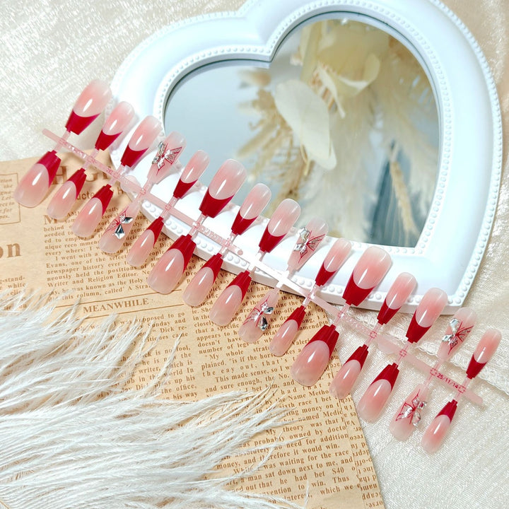 Artificial Nail Set with Elegant 3D Flower Decorations Bowlift