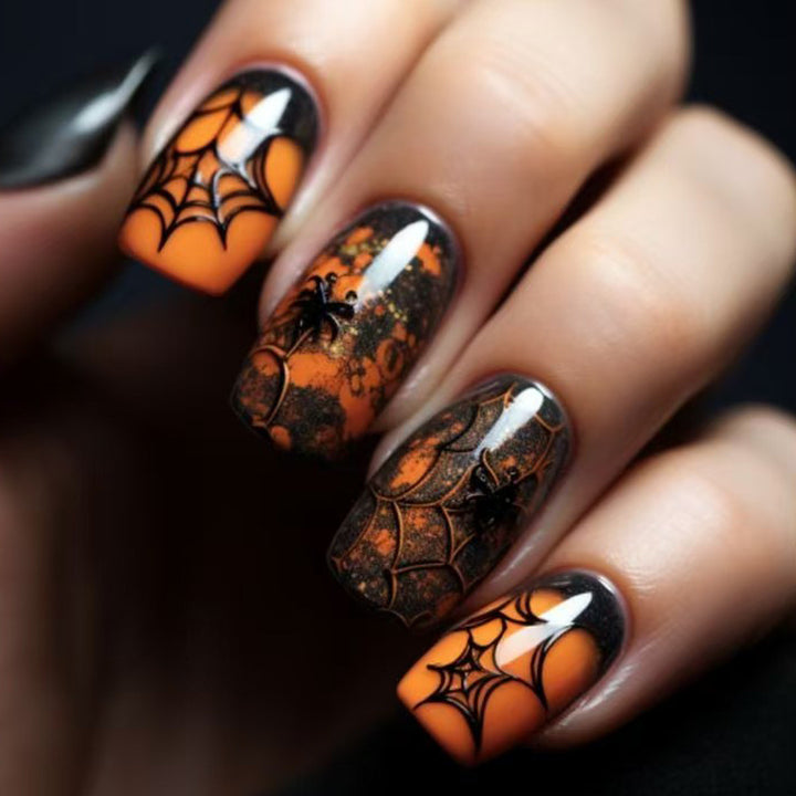 Halloween-Themed Spider Web Nail Art Bowlift