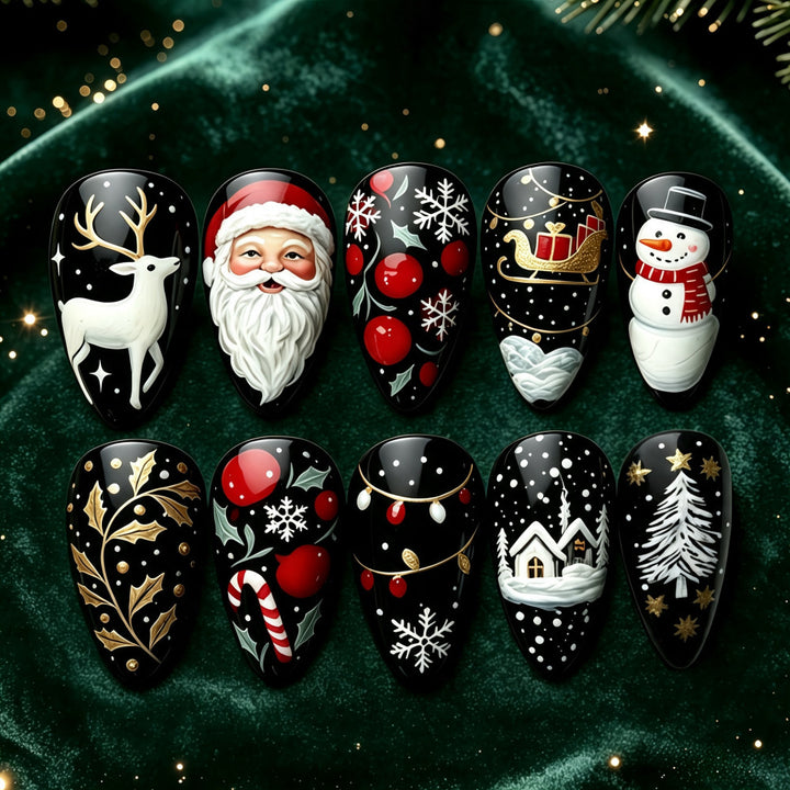 Festive artificial nail set with Christmas motifs Bowlift