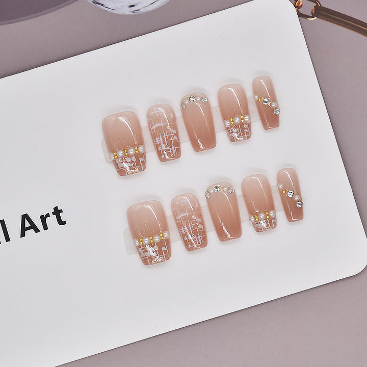 Glamorous Heart-Themed Press-On Nail Set Bowlift