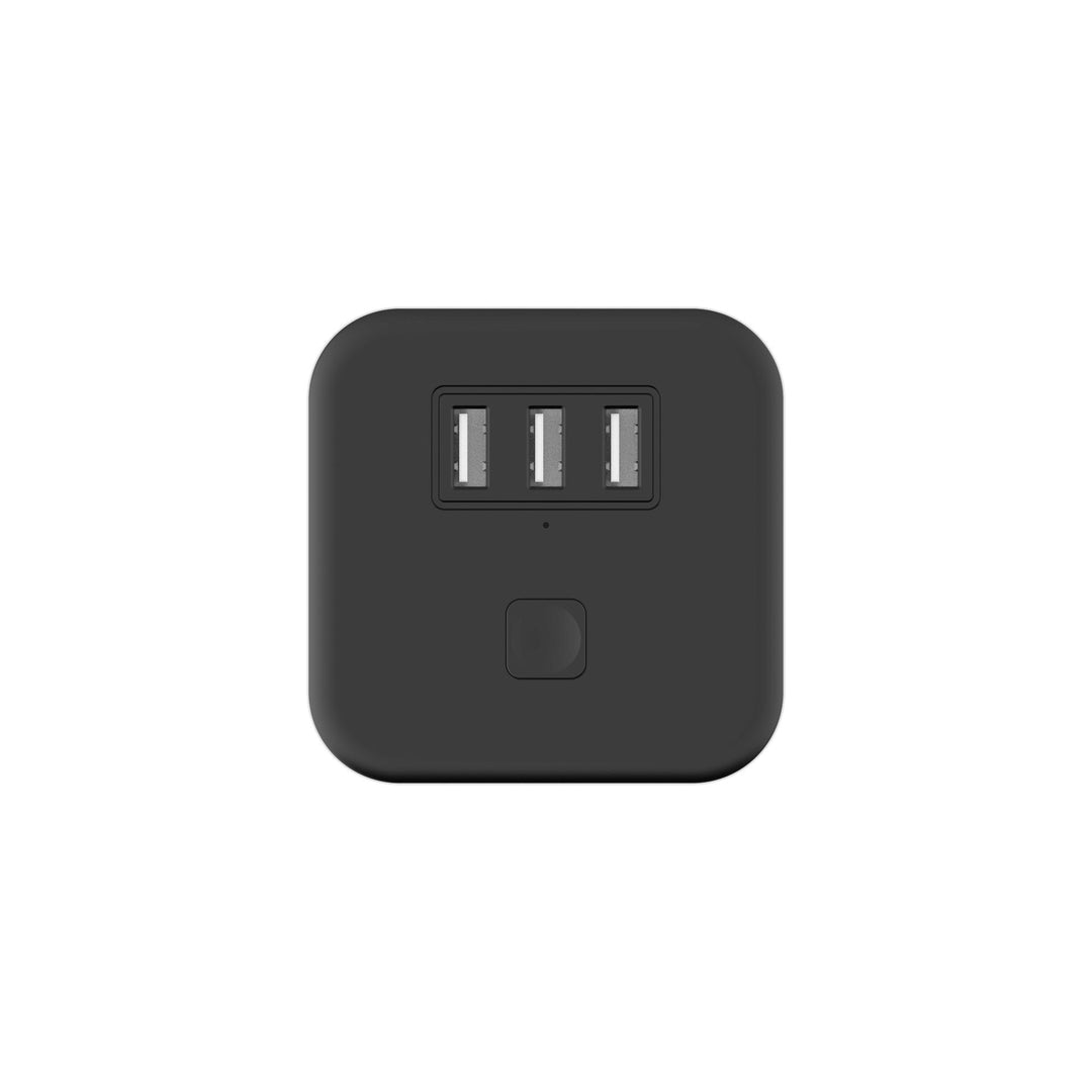 Compact Universal Travel Power Adapter with Triple USB Ports Bowlift