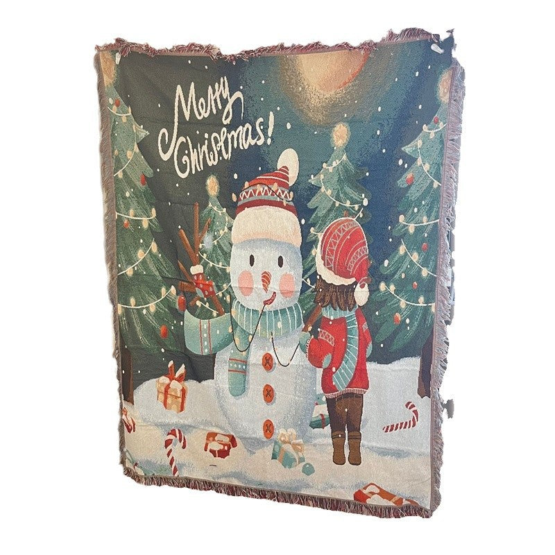 Cozy Holiday-Themed Tapestry Blanket
