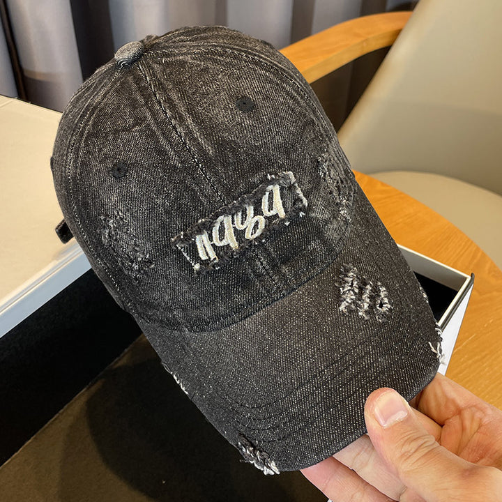 Women's Distressed Denim Baseball Cap Bowlift 1784188483