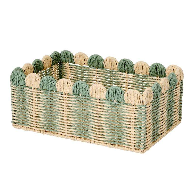Decorative Scalloped Woven Storage Box Bowlift