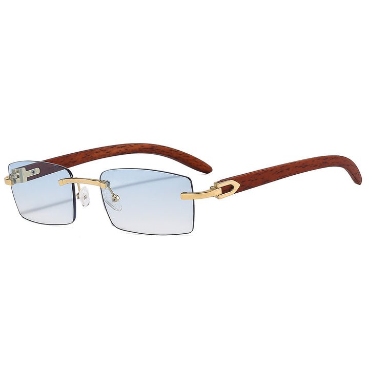 Stylish Wooden-Handled Square Sunglasses Bowlift