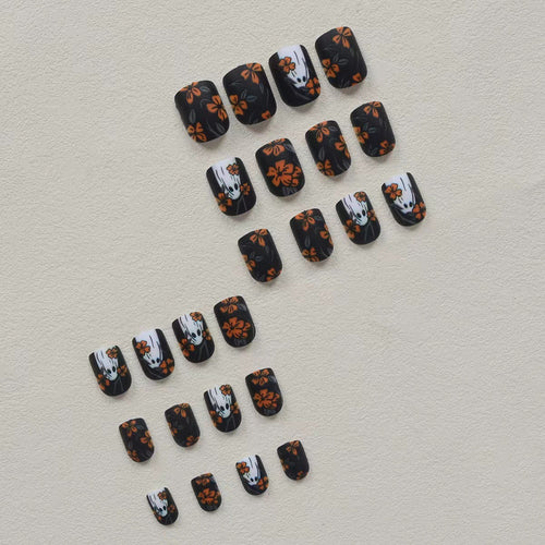 Acrylic nail set with spooky ghost design and floral accents Bowlift