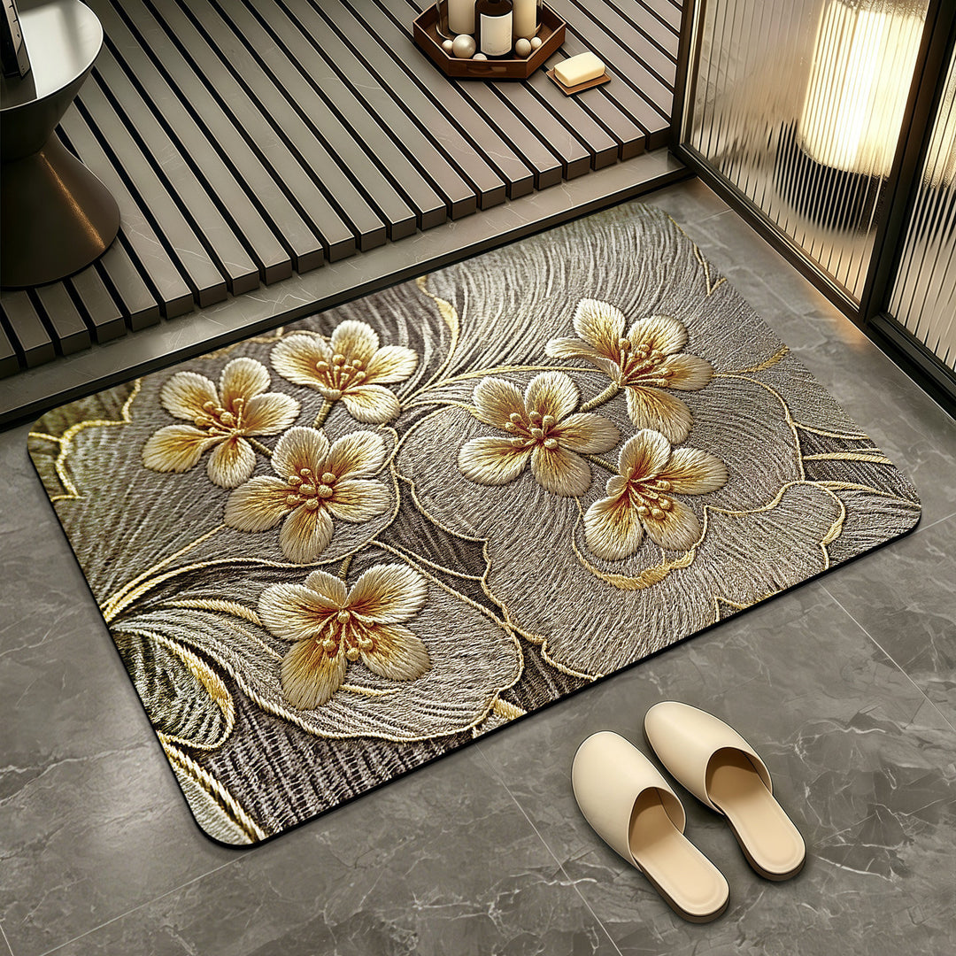 Elegant Floral Patterned Bath Mat Bowlift