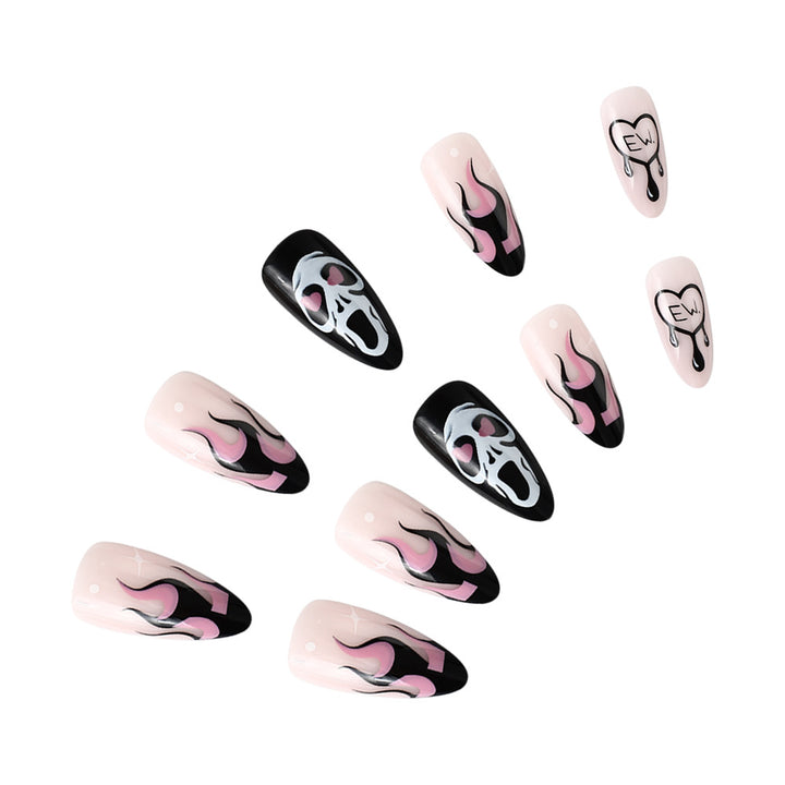 Artistic Halloween-Inspired Long-Lasting Press-On Nails Bowlift