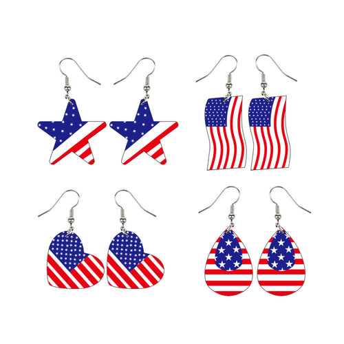 Women's star-shaped earrings with USA flag design made of lightweight acrylic and nickel-free fishhook Bowlift